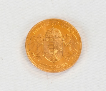 Hungary 1908 100 Korona Gold Coin