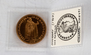 Hungary 1908 100 Korona Gold Coin