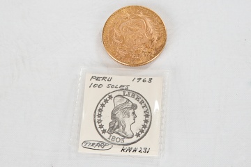 1963 Peru 100 Soles Gold Coin