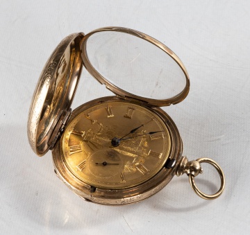14K Gold Engraved Pocket Watch