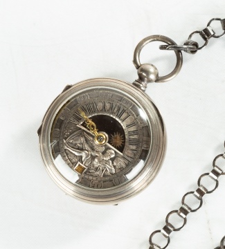Jan Berninck, Amsterdam. A Rare Silver Pocket Watch Depicting Saturn, Sun & Moon Indicator with Calendar
