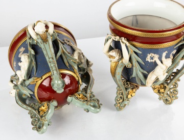 Pair of Majolica Planters, Attributed to Minton