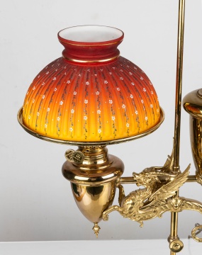 Rare Double Griffin Student Lamp by Edward Miller & Co.