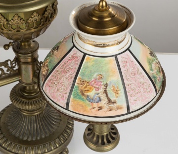 Double Student Lamp with Polychrome Lithophane Shades