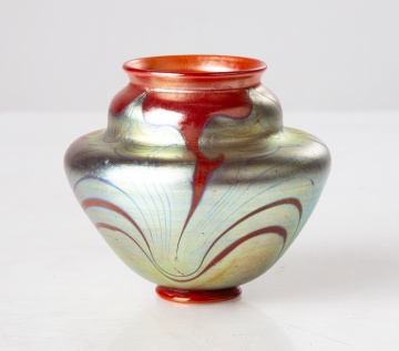 Tiffany Studios Red Favrile Decorated Cabinet Vase