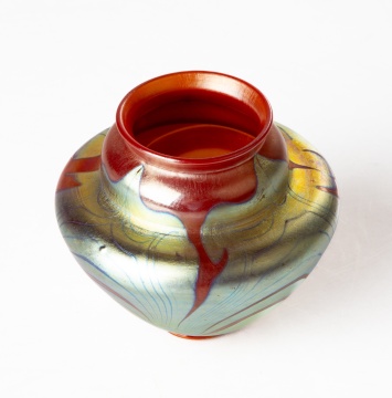 Tiffany Studios Red Favrile Decorated Cabinet Vase