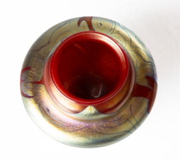 Tiffany Studios Red Favrile Decorated Cabinet Vase