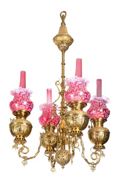 19th Century Brass Four-Arm Chandelier