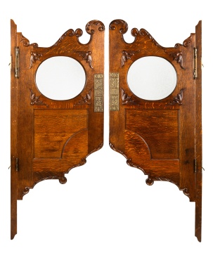 Pair of Quarter-Sawn Oak Saloon Style Doors