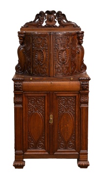 Unusual American Oak Renaissance Revival Bar/Humidor