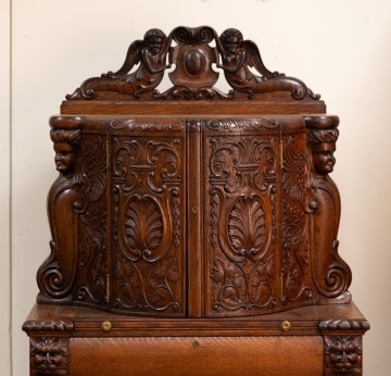 Unusual American Oak Renaissance Revival Bar/Humidor