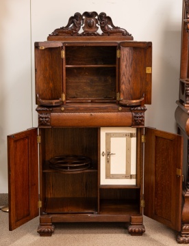 Unusual American Oak Renaissance Revival Bar/Humidor