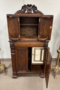 Unusual American Oak Renaissance Revival Bar/Humidor