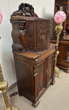 Unusual American Oak Renaissance Revival Bar/Humidor