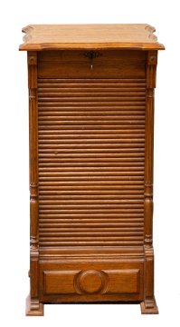 American Oak Tambour Front Music Cabinet