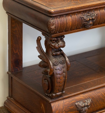 American Two-Drawer Oak Server