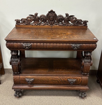 American Two-Drawer Oak Server