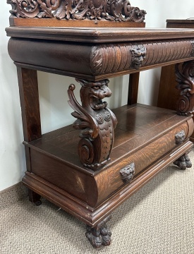 American Two-Drawer Oak Server