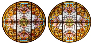 Pair of Leaded Glass Roundels