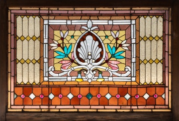 Shell Medallion Leaded Glass Window