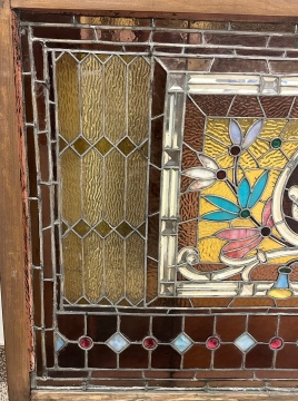 Shell Medallion Leaded Glass Window