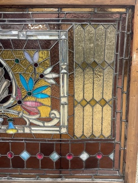 Shell Medallion Leaded Glass Window