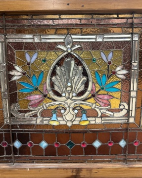 Shell Medallion Leaded Glass Window