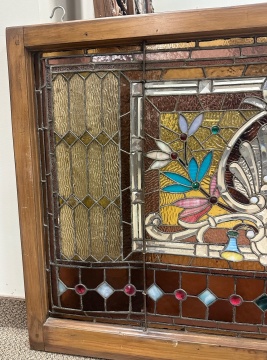 Shell Medallion Leaded Glass Window