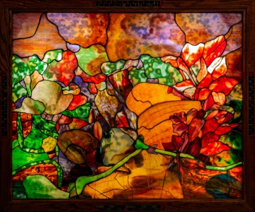 Leaded Glass Window, after Tiffany Studios "Pumpkin & Beets"