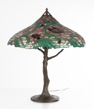 Rare Handel Swirling Peony Table Lamp