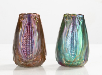 Two Weller Sicard Corn Vases