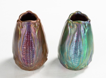 Two Weller Sicard Corn Vases