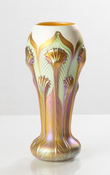 Quezal Pulled Feather Decorated Vase