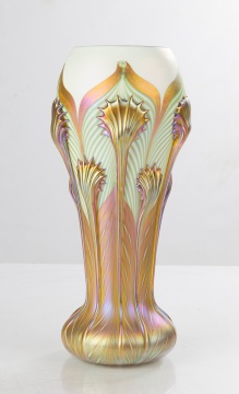 Quezal Pulled Feather Decorated Vase