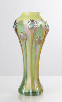 Quezal Pulled Feather Decorated Vase