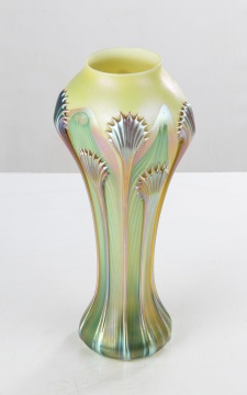 Quezal Pulled Feather Decorated Vase