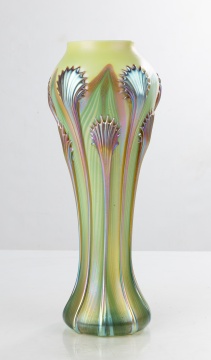 Quezal Pulled Feather Decorated Vase