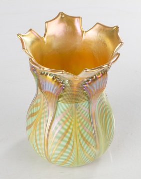 Quezal Pulled Feather Decorated Vase