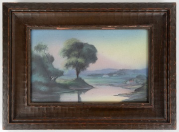 Fred Rothenbusch for Rookwood Pottery, "Bend in the River" Landscape Plaque