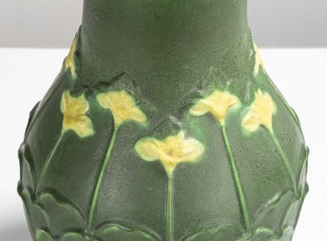 Grueby Two-Color Vase with Stylized Flowers