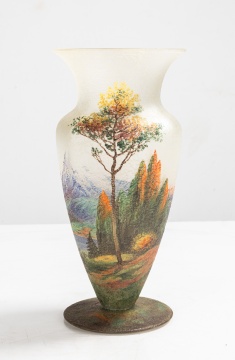 Handel Acid-Etched and Painted Glass Teroma Footed Vase