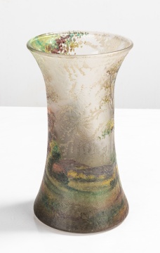 Handel Acid-Etched and Painted Glass Teroma Vase