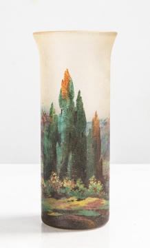 Handel Acid-Etched and Painted Glass Teroma Vase