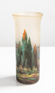 Handel Acid-Etched and Painted Glass Teroma Vase