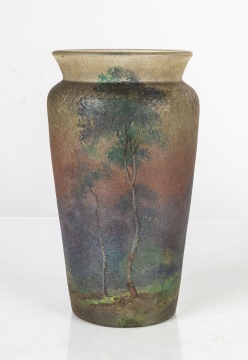 Handel Acid-Etched and Painted Glass Teroma Vase