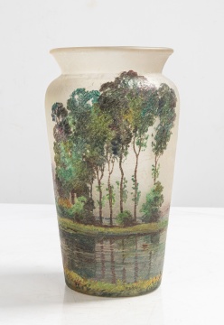 Handel Acid-Etched and Painted Glass Teroma Vase