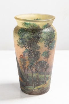 Handel Acid-Etched and Painted Glass Teroma Vase