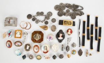 Group of Portrait Miniatures, Antique Jewelry, Pins, & Accessories