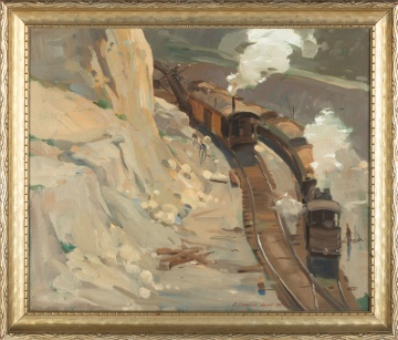 Redmond Stephens Wright (American, 1903-1991) Switching Train Cars, 1945