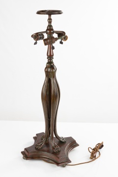 Adjustable Library Style Bronze Cat's Paw Base in the Manner of Tiffany Studios